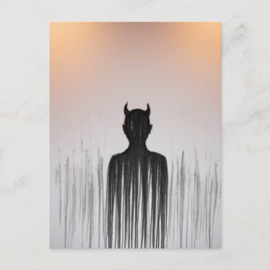 Een minimalistische duivel briefkaart (Voorkant)