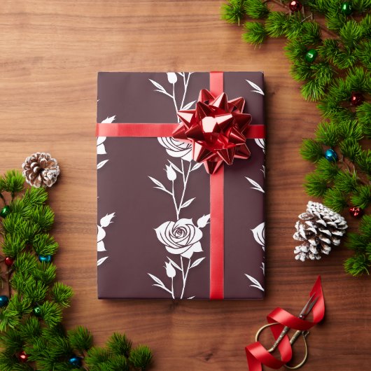 Een minimalistische eenlijnige rozencompositie cadeaupapier (Feestdagen Geschenken)
