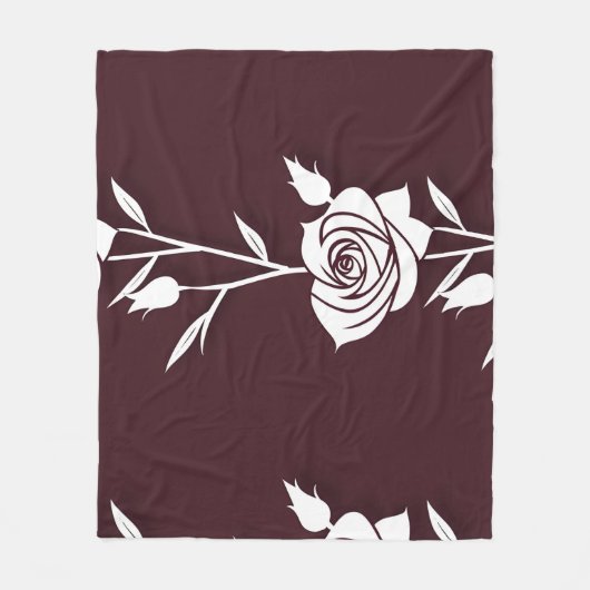 Een minimalistische eenlijnige rozencompositie fleece deken (Voorkant)