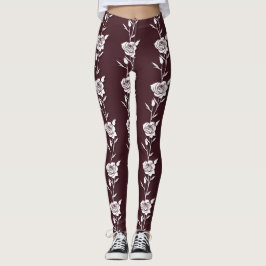 Een minimalistische eenlijnige rozencompositie leggings