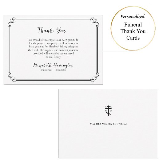 Een minimalistische, orthodoxe Christelijke begraf Bedankkaart