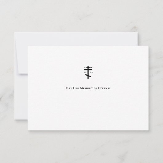 Een minimalistische, orthodoxe Christelijke begraf Bedankkaart (Achterkant)