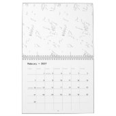 Een minimalistische schets van de witte lijn beeld kalender (Feb 2027)