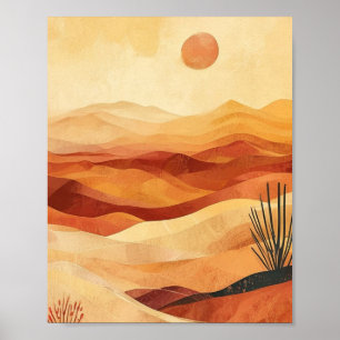 Een minimalistische studie van gelaagde zandduinen poster