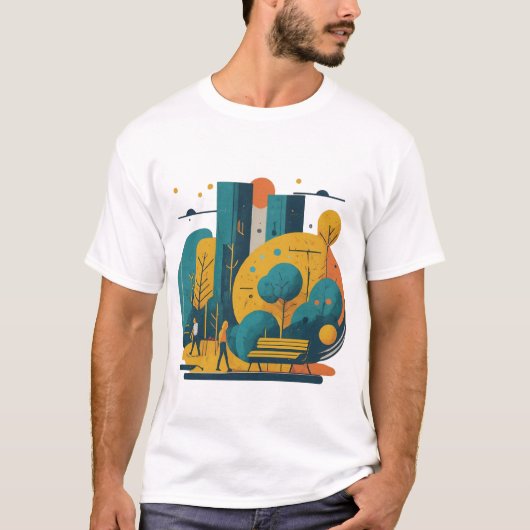 Een minimalistische weergave van levendige stadspa t-shirt (Voorkant)