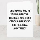 Eén minuut ben je jong en cool, Funny Birthday Kaart (Voorkant)