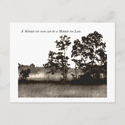 Een minuut te vroeg kan een Min zijn... Briefkaart (Voorkant)