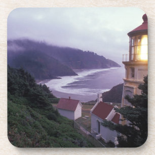 Een mistige dag aan de Oregon kust bij de Heceta Onderzetter