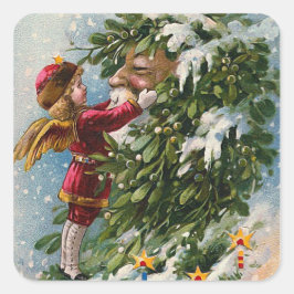 "Een Mistletoe Kus voor de Kerstman" Vierkante Sticker