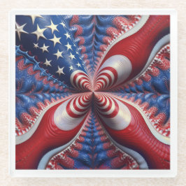 Een mix van de Amerikaanse vlag en een fractal Glazen Onderzetter