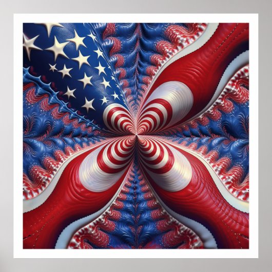Een mix van de Amerikaanse vlag en een fractal Poster (Voorkant)