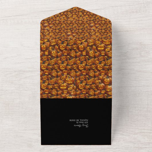 Een mix van Jack-o-Lanterns All In One Uitnodiging (Buitenkant)