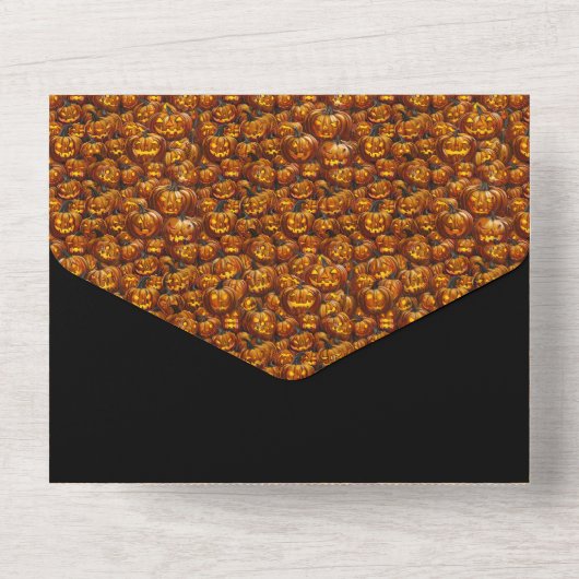 Een mix van Jack-o-Lanterns All In One Uitnodiging (Achterkant)