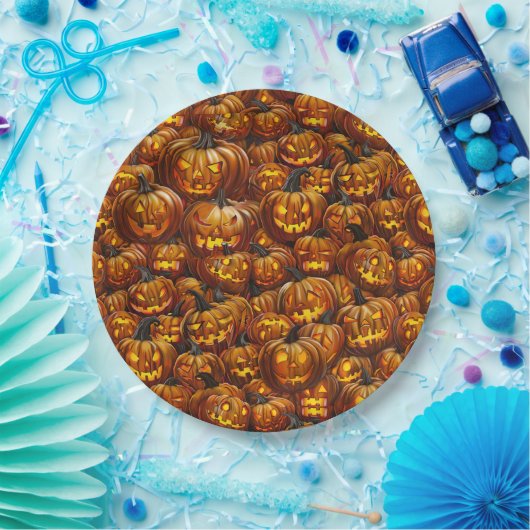 Een mix van Jack-o-Lanterns Papieren Bordje (Feest)