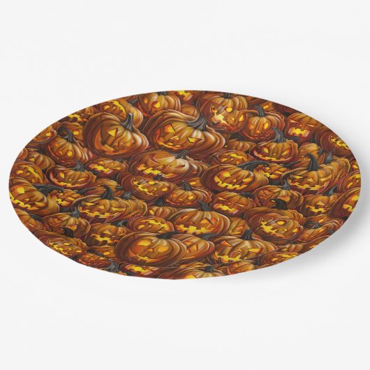 Een mix van Jack-o-Lanterns Papieren Bordje (Gekanteld)