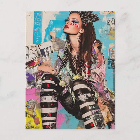 Een mode dame Collage Briefkaart (Voorkant)
