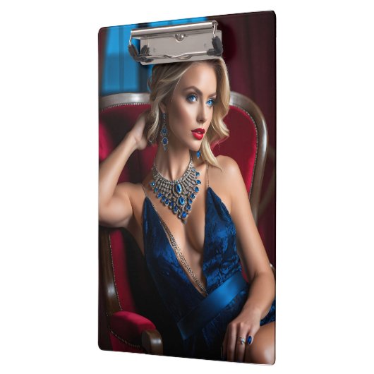 Een model pose is een vrouw die een stuk van klembord (Links)