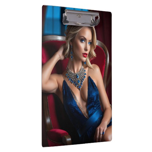 Een model pose is een vrouw die een stuk van klembord