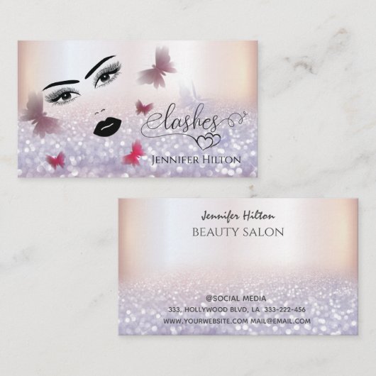 Een modern, aantrekkelijk meisje gezicht visitekaartje (Voorkant / Achterkant)