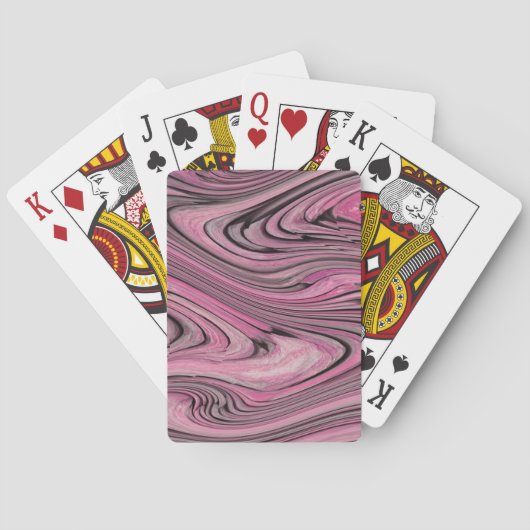 Een modern Abstract roze zwart golflengte Pokerkaarten (Achterkant)