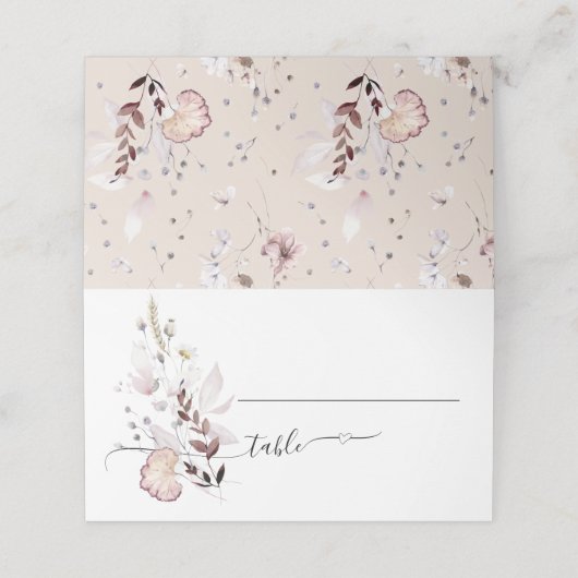 Een modern Baby shower met een minimale wilde bloe Plaatskaartje (Buitenkant ongevouwen)