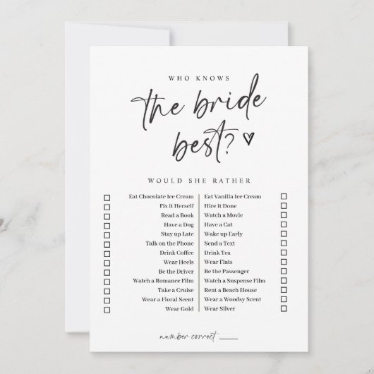 Een modern Casual Vrijgezellenfeest-spel zou ze ee Kaart (Voorkant)