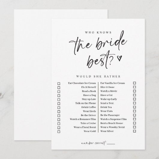 Een modern Casual Vrijgezellenfeest-spel zou ze ee Kaart (Voorkant / Achterkant)
