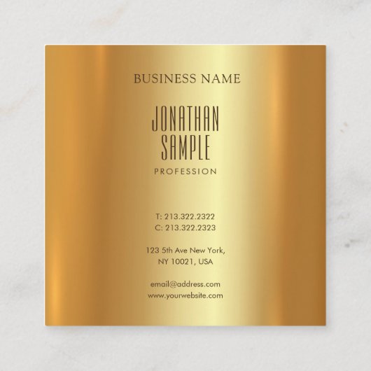 Een modern, elegant Gold Charming-ontwerp met unie Vierkante Visitekaartje (Achterkant)