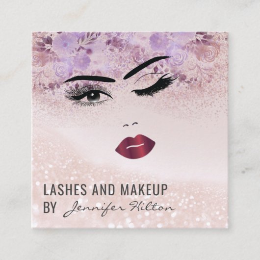 Een modern floraal sensueel gezicht vierkante visitekaartje (Voorkant)
