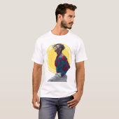 Een modern Man in levendige, Abstracte app T-shirt (Voorkant volledig)