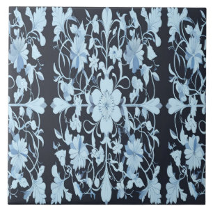 Een modern naadloos blauw kleurig bloemenpatroon tegeltje