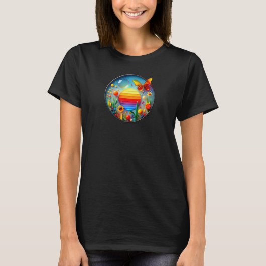 Een modern natuur thema abstract T-shirt ontwerp (Voorkant)