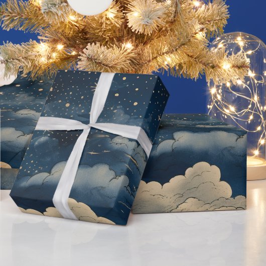 Een modern Sterrennacht naadloos patroon Cadeaupapier (Feestdagen)