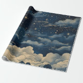 Een modern Sterrennacht naadloos patroon Cadeaupapier (Uitgerold)
