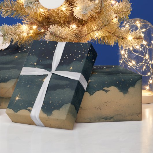 Een modern Sterrennacht naadloos patroon Cadeaupapier (Feestdagen)