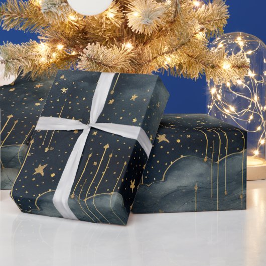 Een modern Sterrennacht naadloos patroon Cadeaupapier (Feestdagen)