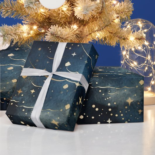 Een modern Sterrennacht naadloos patroon Cadeaupapier (Feestdagen)