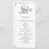 Een modern trouwprogramma. Liefs. Eenvoudige cerem Programmakaart (Voorkant / Achterkant)