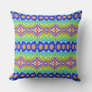 Een modern veelkleurig all over stof print patroon kussen
