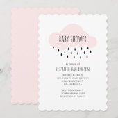 Een moderne baby shower uitnodiging. Roze wolk Kaart (Voorkant / Achterkant)