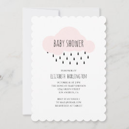 Een moderne baby shower uitnodiging. Roze wolk Kaart