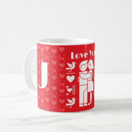 Een moderne Bauhaus gepersonaliseerde Valentijnsda Koffiemok