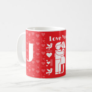 Een moderne Bauhaus gepersonaliseerde Valentijnsda Koffiemok