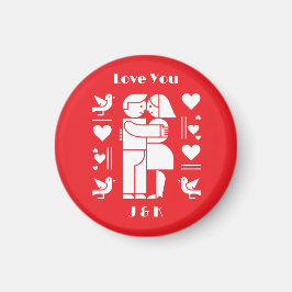 Een moderne Bauhaus gepersonaliseerde Valentijnsda Magneet