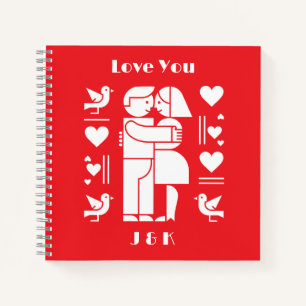 Een moderne Bauhaus gepersonaliseerde Valentijnsda Notitieboek