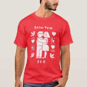 Een moderne Bauhaus gepersonaliseerde Valentijnsda T-shirt (Voorkant)