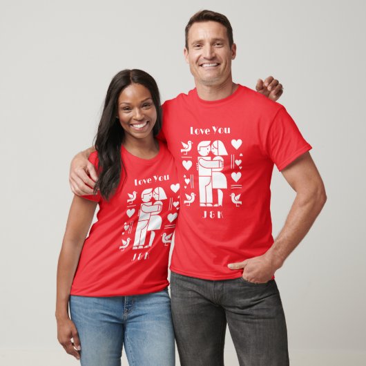 Een moderne Bauhaus gepersonaliseerde Valentijnsda T-shirt (Unisex)