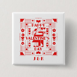 Een moderne Bauhaus gepersonaliseerde Valentijnsda Vierkante Button 5,1 Cm