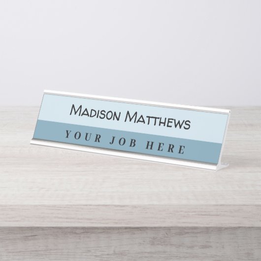 Een moderne blauw handgeschreven schrijfscript typ bureau naambordje (Voorkant)