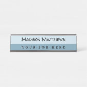 Een moderne blauw handgeschreven schrijfscript typ bureau naambordje (Voorkant)